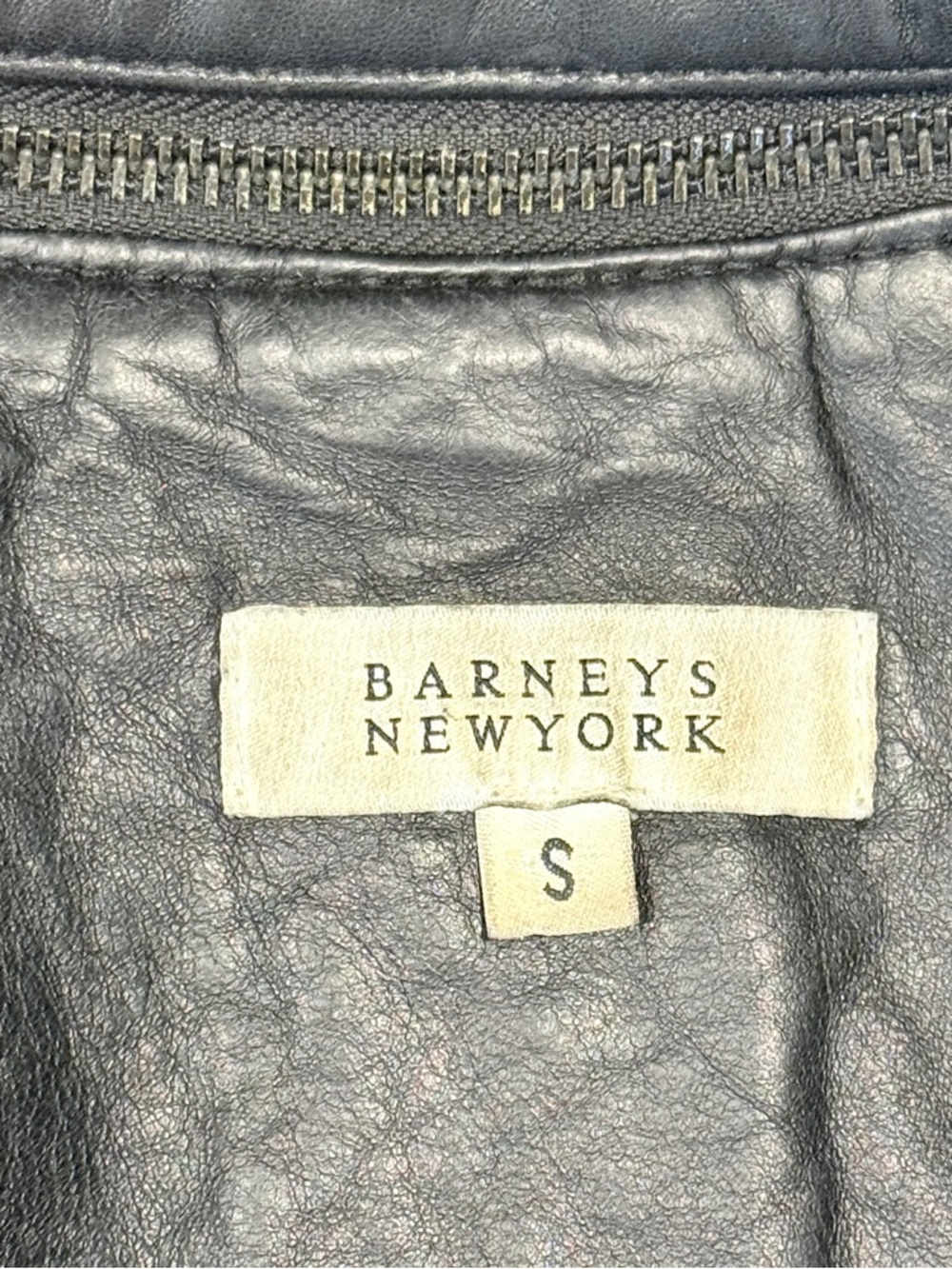 Barneys New York Leather Jacket Black Zip Off Collar Small - Picture 3 of 12
